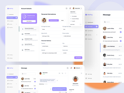 Finance Management Dashboard (Message & Account Details) ai analytics crm dashboard dashboard design finance finance management financial financial dashbaord management mvp mvp designer product design saas saas design saas product saasdesign ux design wallet web app