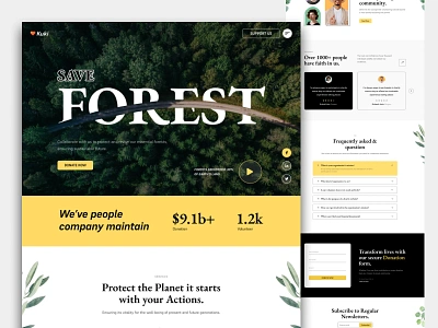 Ecology Charity branding charity design ecology figma graphic design landing page startup template ui user interface design web