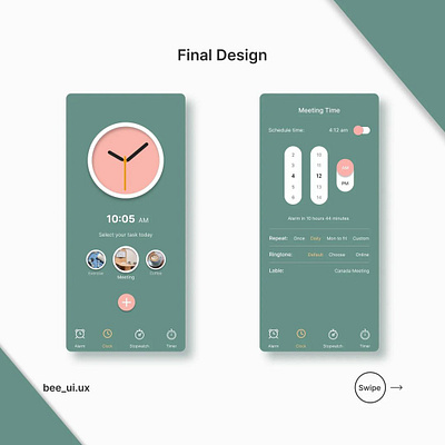 Watch and calendar app UI alerm app calendar clock and calendar app clock ⏰ dates app days app graphic designer stop watch timer app ui ap ui designer website design