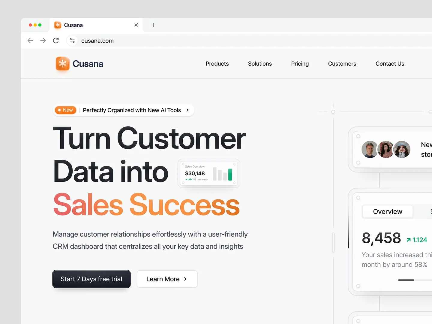 SaaS Hero Image Section: Elevate Your CRM Dashboard with Cusana