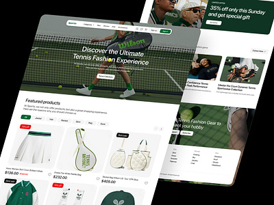 Sportix - Tennis Fashion Store Landing Page bag bags clean e commerce ecommerce fashion hero jacket landing page market market place marketplace modern shirt sport store tennis web design