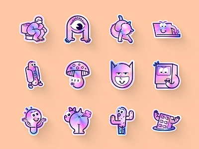 Hilarious stickers character figma file freebies fun laser sticker stickers vectors