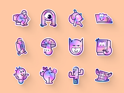 Hilarious stickers character figma file freebies fun laser sticker stickers vectors