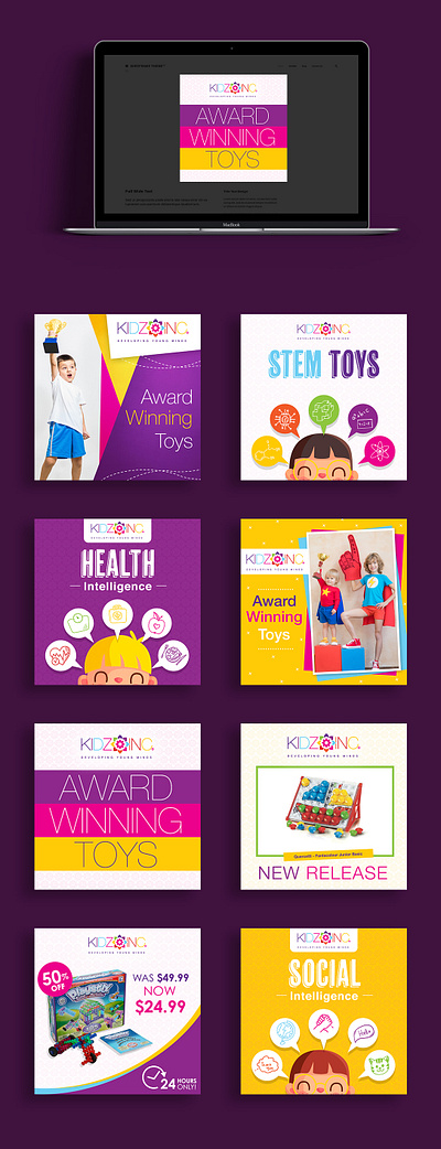 KidzInc Banner Ads ads advertising banner branding children cute design digital fun graphic illustration kids layout online