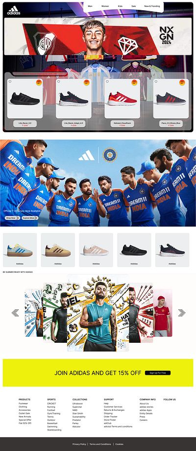 Adidas website reimagined branding ui web design