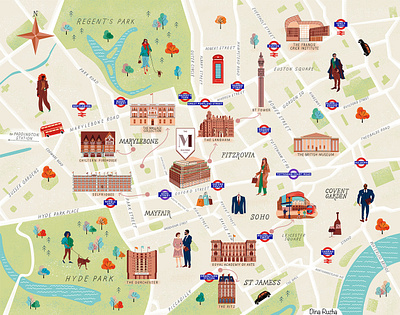 London Mapped X Dina Ruzha graphic landmarks london map maps