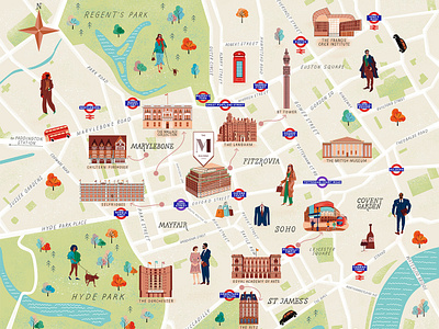 London Mapped X Dina Ruzha graphic landmarks london map maps