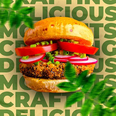 Veggie Burger - Post Design abdur rafay brand design brand design kit burger bar burger post burger poster campaign creative post design graphic design new burger new burgers new post new tend social media social media design veggie veggie burger veggie burger post veggie poster