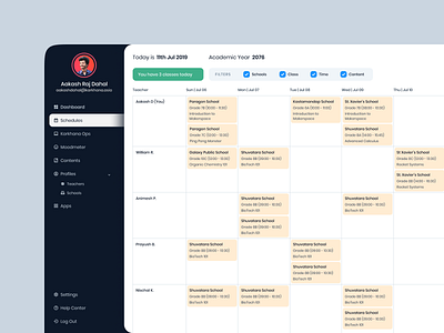 Schedules Page application calendar dashboard design dribbble flat design illustration karkhana menu minimal nepal saas saasui schedule sidebar sticky notes ui