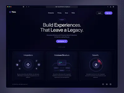 Vizro - Landing clean dark theme gradient hero section landing landing page ui minimal ui productivitytools saas techinnovation ui uiuxdesign user interface userinterface web app website