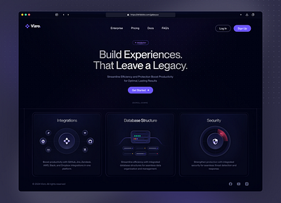 Vizro - Landing clean dark theme gradient hero section landing landing page ui minimal ui productivitytools saas techinnovation ui uiuxdesign user interface userinterface web app website