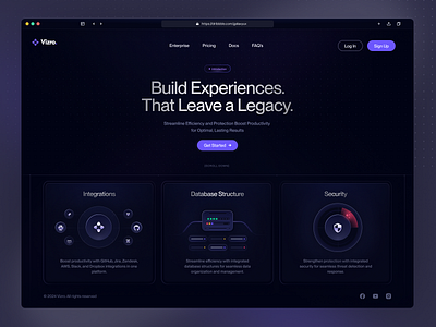 Vizro - Landing clean dark theme gradient hero section landing landing page ui minimal ui productivitytools saas techinnovation ui uiuxdesign user interface userinterface web app website