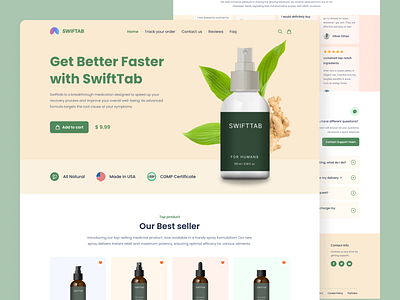 Product Landing Page buy clean design landing page meds product tablet ui ux website