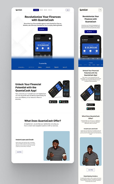 Quantacash, Fintech website & Mobile responsive. app design figma mobile responsive ui uiux web