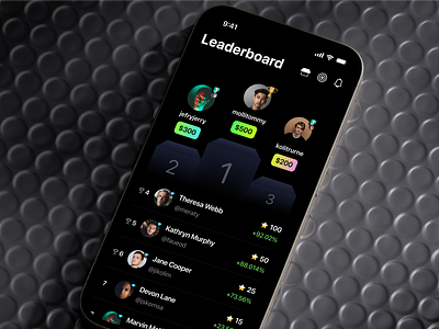 Leaderboard page 3d mockup app app design dark game gamification ios leaderboard mobile ui notification reward ui