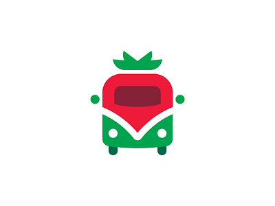 Van + Strawberry - Logo Design berries berry branding bus car food freelance logo design freelance logo designer fresh fruit logo logo design minimal minivan simple strawberry van