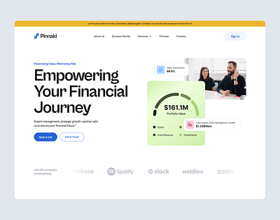 Pinnakl - Hero Section for an Asset Management Company creative design hero section illustration landing page saas landing page user interface