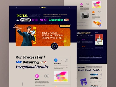 vorteX - Digital Agency Landing Page Design agency website agent arvertising branding clean consultation corporate design figma landing page design marketing product landing page team ui uiux ux design web web design website website design