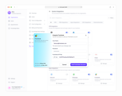 Freshdesk Integration - AI Voice SAAS branding design illustration investment logo minimal mobile ui saas app saas design ui uiux uxdesign web app