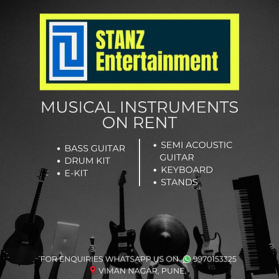 STANZ Entertainment Post 1 branding design dj drum graphic design guitar illustration instruments keyboard music post typography