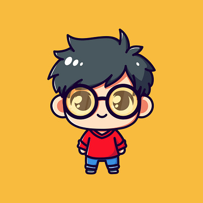 A Cute Cool Boy Cartoon Character Illustration animation boy branding cartoon character cool cool boy design glasses graphic design icon illustration logo yellow