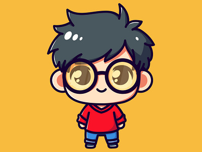 A Cute Cool Boy Cartoon Character Illustration animation boy branding cartoon character cool cool boy design glasses graphic design icon illustration logo yellow