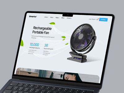 Portable Fan Header Design ecommerce web design header design hero design landing page design portable fan portable fan web design shopify designer visual designer web ui wordpress designer