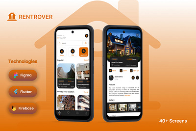 Rentrover Property Application appartment application categories detail page figma filters house profile property property app rent uiux