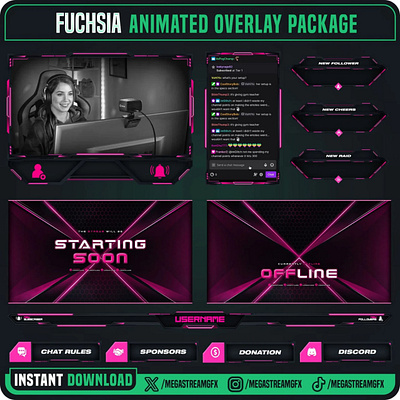 Professional Pink Stream Overlay I Twitch Overlay sleek overlay