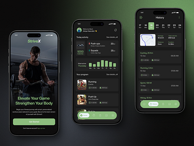 StriveX - Fitness App app design diet figma fitness app fitness mobile fitness ui gym app health interface mobile app mobile design ui ui design ui kit uiux design wealnessapp workout