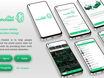 Pehchaan Mobile Application Design appointment chats consultation doctor figma focus. history home music profile relaxation signin signup ui uiux
