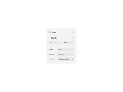 Animation settings builder controls inputs no code options select settings ui