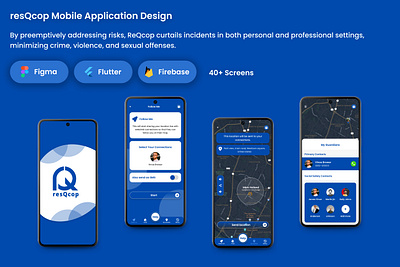 ResQcop Mobile Application Design alarm emergency figma follow up mobile application protection safety app security securityapp tracking ui uiux voilence