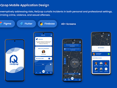 ResQcop Mobile Application Design alarm emergency figma follow up mobile application protection safety app security securityapp tracking ui uiux voilence