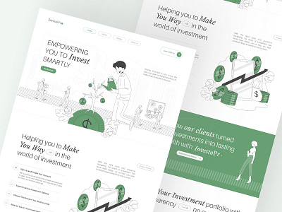 Landing Page Investment Exploration design illustration illustration design investment landing page ui user interface design web design