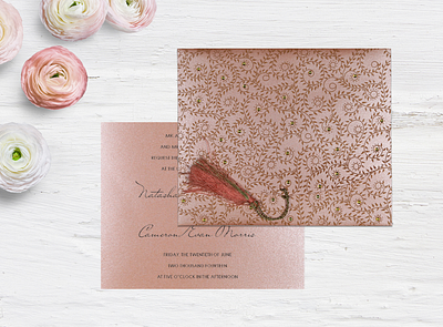 Blush Pink Shimmery Screen Printed Wedding Invitation indianweddingcards screen printing wedding card