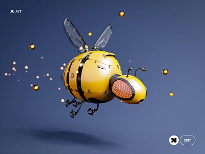 3D Bee Bot 3d 3d bee 3d illustration 3d modelling art bee bee illustration blender bot cartoon illustration render robot robot illustration