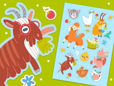 Farm Sticker Pack animal branding character children illustration digital illustration farm illustration kids poster sticker