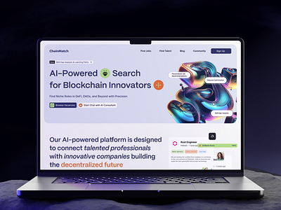 AI-Driven Career Matches for Web3 Talent blockchain jobsearch uidesign uxui web3 webdesign website