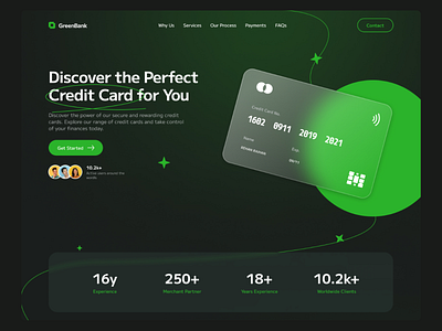 Credit Card Banking Website: Landing Page UI Design branding design graphic design gui ui ui design uiux web design web design ui web ui website design website design ui website ui