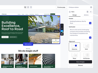 BuiltRight.co - AI-powered website builder app builder button buttons dashboard flat graphic hero icons input landing page menu preview product product design section services sidebar template ui