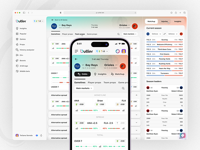 Outlier: Opened game animation app bet betting clean design desktop game games interface light mobile modern product design sports ui user interface ux web web design