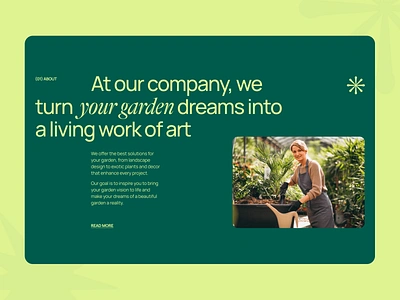 About Us | Garden Company, landing page! about about as development frendly garden green landind page landing no code no code development nocode plant plants ui ui desing uidesign web design web development