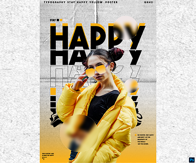 Typography Yellow Poster blur clean design dust free design grain halftone happy lettering minimalist poster poster design psychedelic text texture typeface typography ui ux yellow