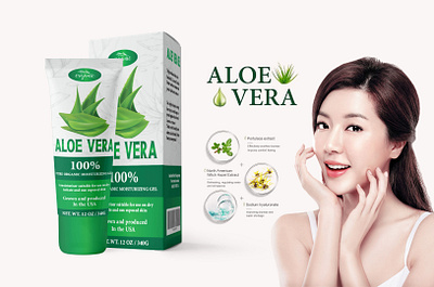 ALOE VERA PURE ORGANIC MOISTURIZING GEL adobe illustrator box packaging brand design brand identity branding desıgn graphic design identity label design packaging product design