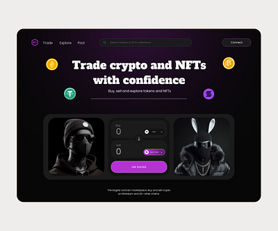 Crypto/NFT Hero Section Design. coin crypto hero section land page nft ui ui design uiux user interface web3 website