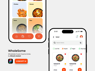 WHOLESOME - Wholesale Frozen Food & Drinks - UI Concept app app design food interaction app ui uidesign uiux user experience user interface ux