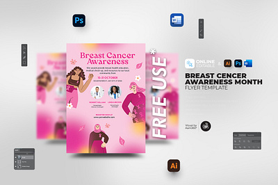 Breast Cancer Awareness Flyer Template aam360 aam3sixty breast cancer breast cancer awareness month cancer awareness month cancer awareness seminar cancer clinic cancer day cancer event cancer flyer charity event design flyer template free flyer healthy breast illustration pink awareness pink cancer pink ribbon women cancer