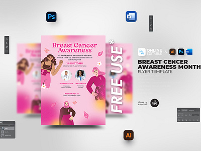 Breast Cancer Awareness Flyer Template aam360 aam3sixty breast cancer breast cancer awareness month cancer awareness month cancer awareness seminar cancer clinic cancer day cancer event cancer flyer charity event design flyer template free flyer healthy breast illustration pink awareness pink cancer pink ribbon women cancer