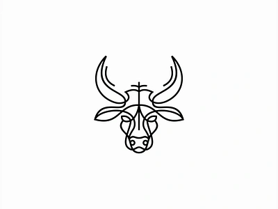 Bull Head Logo angus animal beef branding bull cattle design emblem farm geometric head icon illustration lines logo mark modern ox sports vector